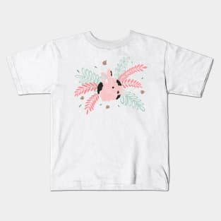 Mint and pink rabbit Kids T-Shirt